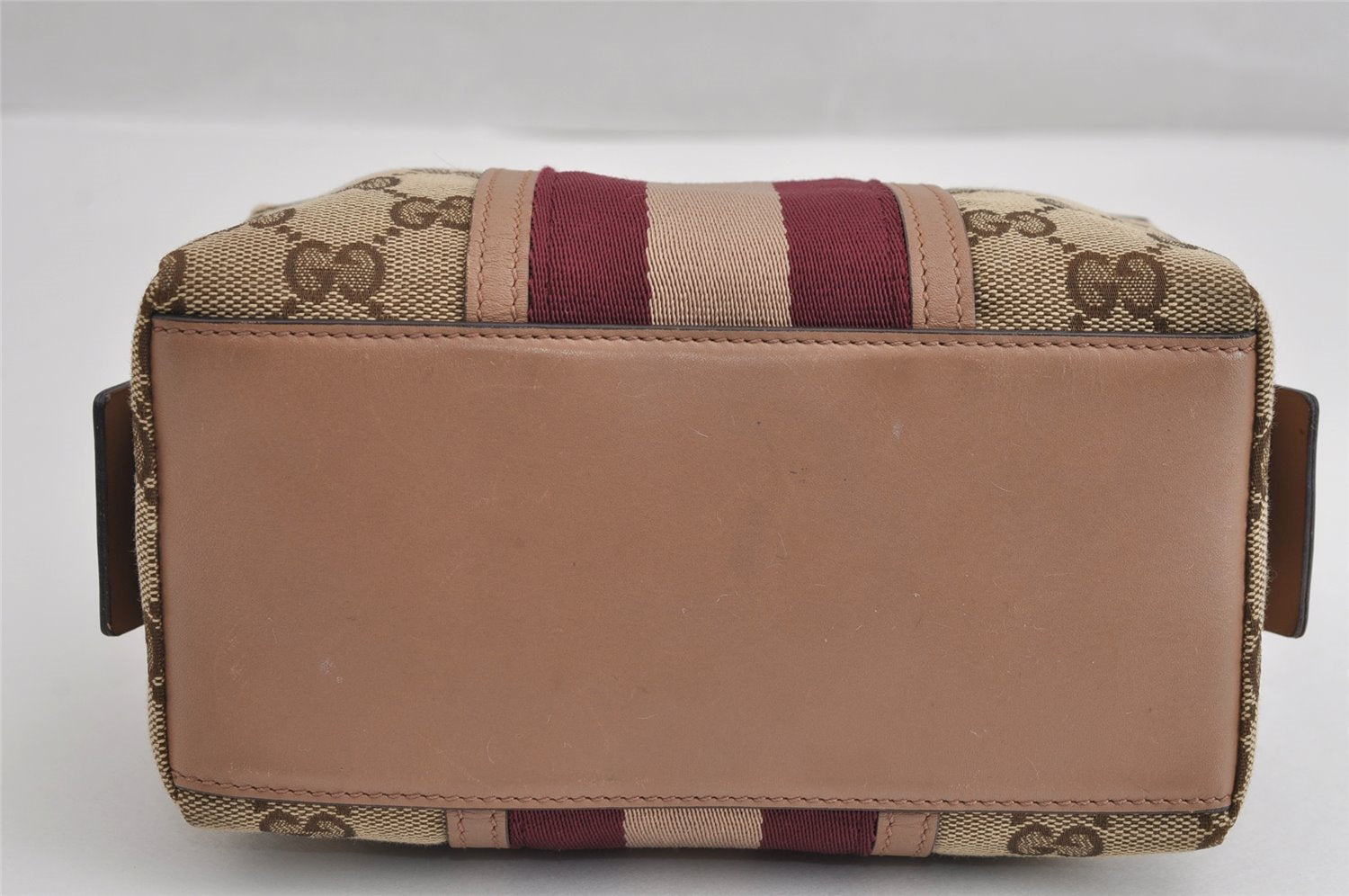 Authentic GUCCI Sherry Line Pouch Purse GG Canvas Leather 256636 Brown 2865J