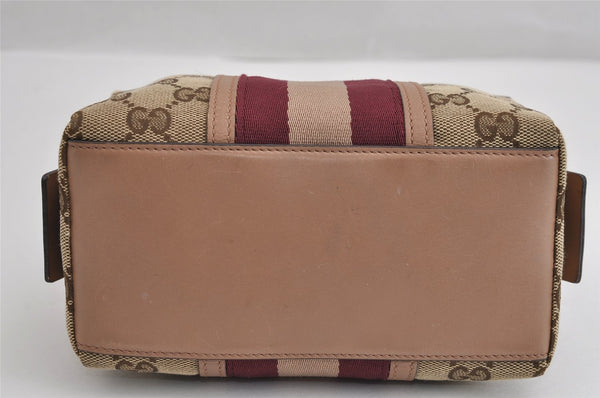 Authentic GUCCI Sherry Line Pouch Purse GG Canvas Leather 256636 Brown 2865J