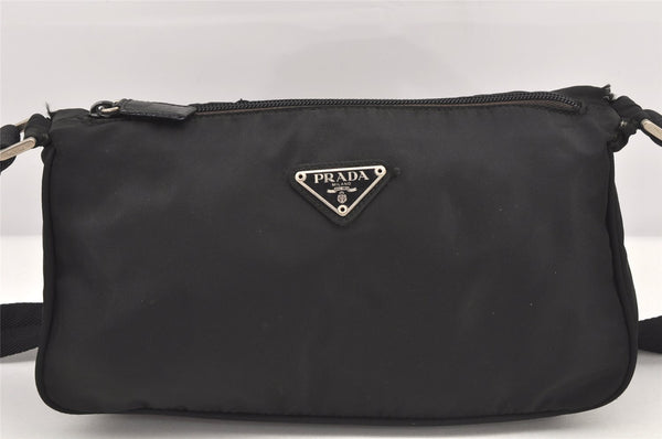 Authentic PRADA Nylon Tessuto Leather Shoulder Cross Body Bag Purse Black 2866K