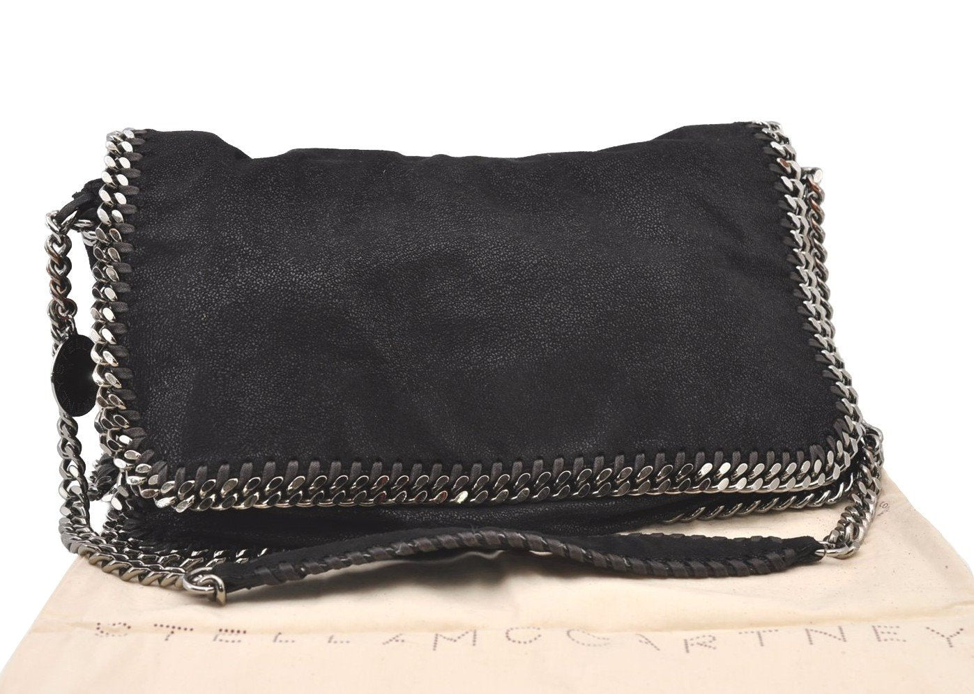 Authentic Stella McCartney Falabella Shoulder Bag Purse Leather Black 2867J