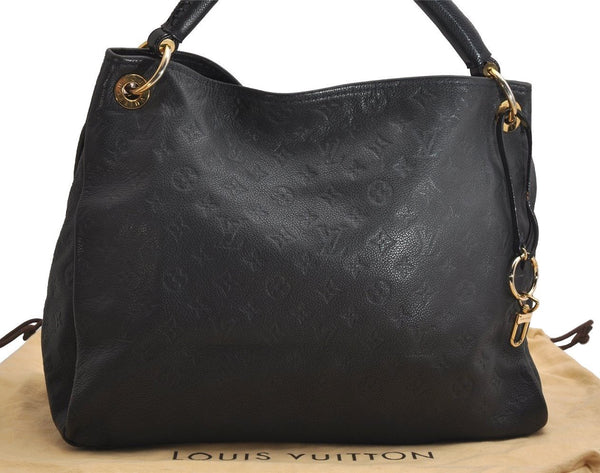 Auth Louis Vuitton Monogram Empreinte Artsy MM Shoulder Bag Navy M93448 LV 2870J