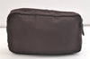 Authentic PRADA VELA Vintage Nylon Tessuto Leather Pouch Purse MV21 Brown 2871K