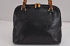 Authentic GUCCI Vintage Bamboo 2Way Shoulder Hand Bag Purse Leather Black 2872J