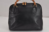Authentic GUCCI Vintage Bamboo 2Way Shoulder Hand Bag Purse Leather Black 2872J