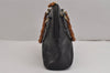 Authentic GUCCI Vintage Bamboo 2Way Shoulder Hand Bag Purse Leather Black 2872J