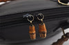Authentic GUCCI Vintage Bamboo 2Way Shoulder Hand Bag Purse Leather Black 2872J