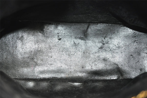 Authentic GUCCI Vintage Bamboo 2Way Shoulder Hand Bag Purse Leather Black 2872J