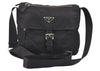 Authentic PRADA Nylon Tessuto Leather Shoulder Cross Body Bag Purse Black 2874K