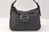 Authentic FENDI Vintage Shoulder Hand Bag Purse Jersey Leather Gray 2875K