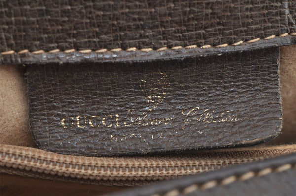 Authentic GUCCI Web Sherry Line Shoulder Bag GG PVC Leather Brown Junk 2876I