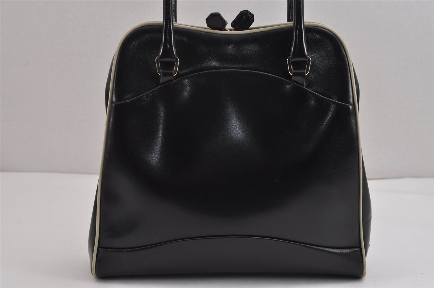 Authentic PRADA Vintage Leather Nappa Shoulder Hand Bag Purse Black 2878J