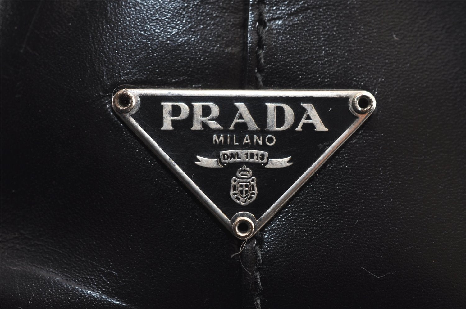 Authentic PRADA Vintage Leather Nappa Shoulder Hand Bag Purse Black 2878J
