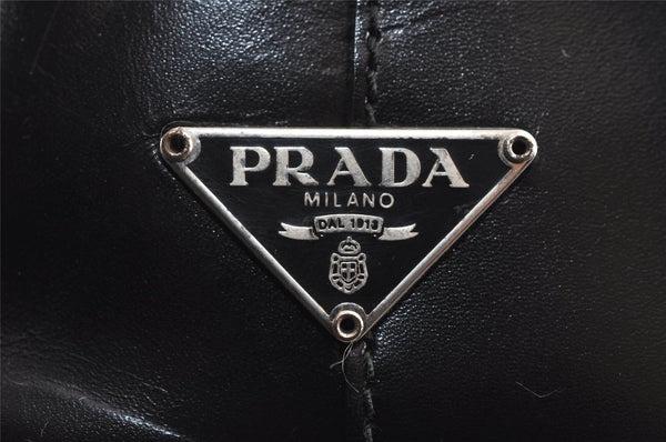Authentic PRADA Vintage Leather Nappa Shoulder Hand Bag Purse Black 2878J
