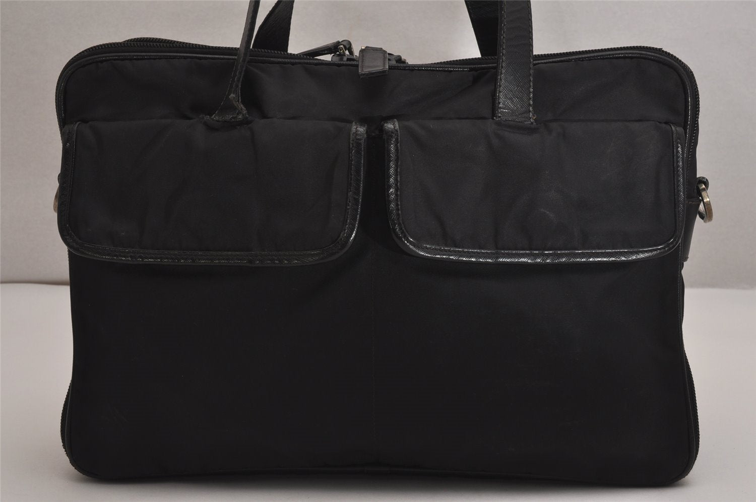 Authentic PRADA Nylon Tessuto Leather 2Way Business Bag Black Junk 2879J