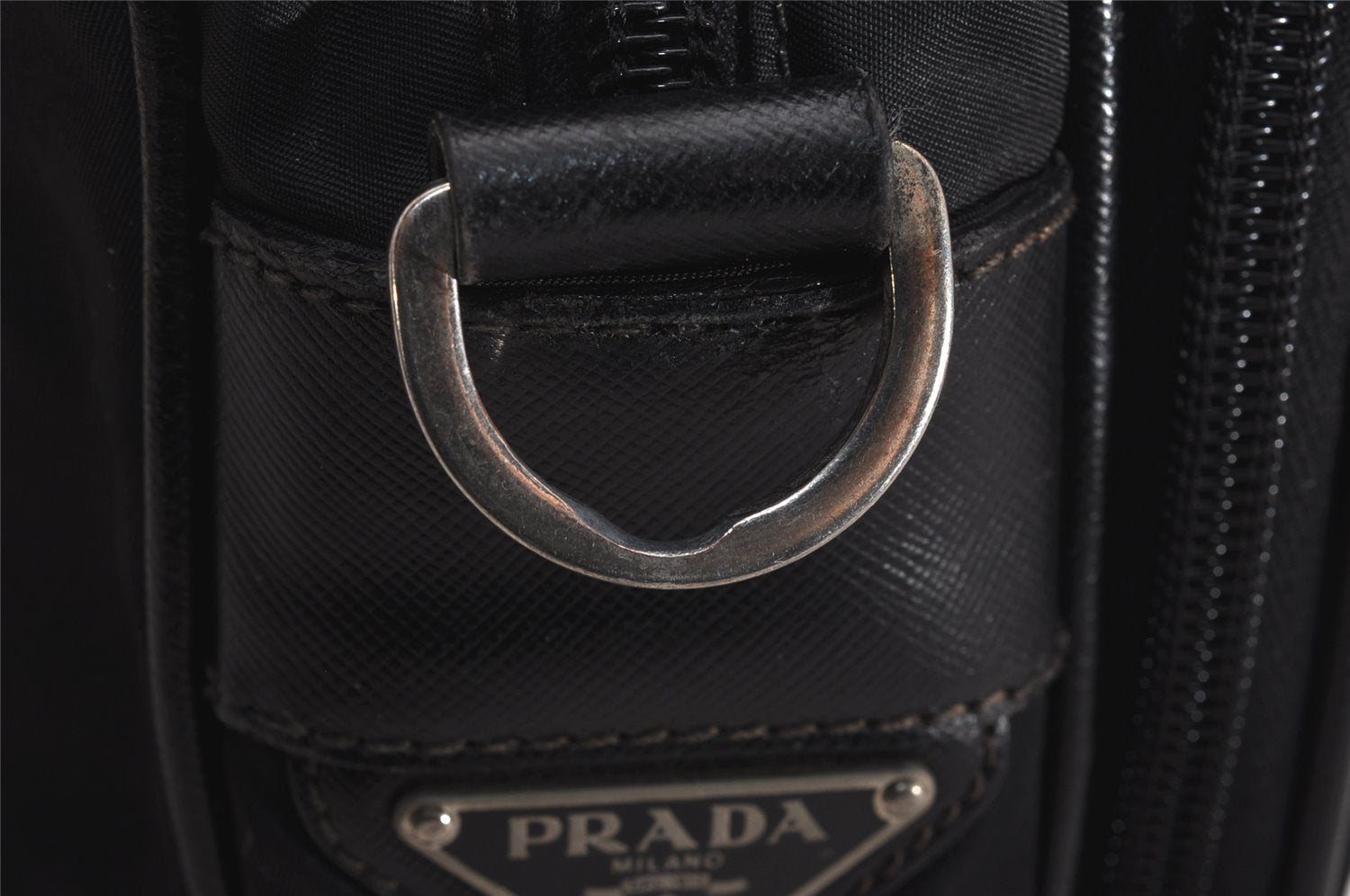 Authentic PRADA Nylon Tessuto Leather 2Way Business Bag Black Junk 2879J