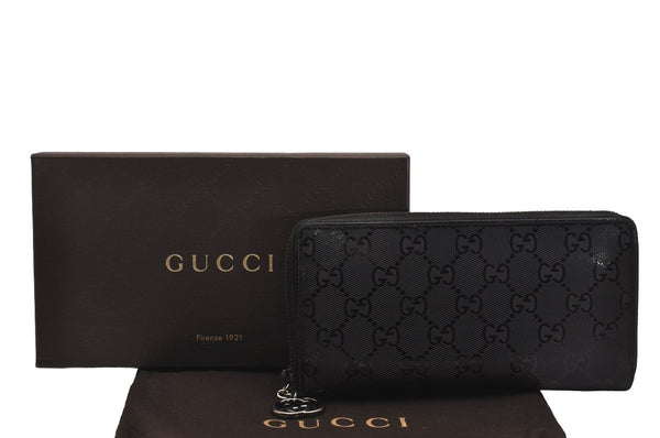 Authentic GUCCI GG Imprime Long Wallet GG PVC Leather 212110 Black Box 2880J