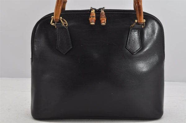 Authentic GUCCI Bamboo 2Way Shoulder Hand Bag Purse Leather Black Junk 2880K