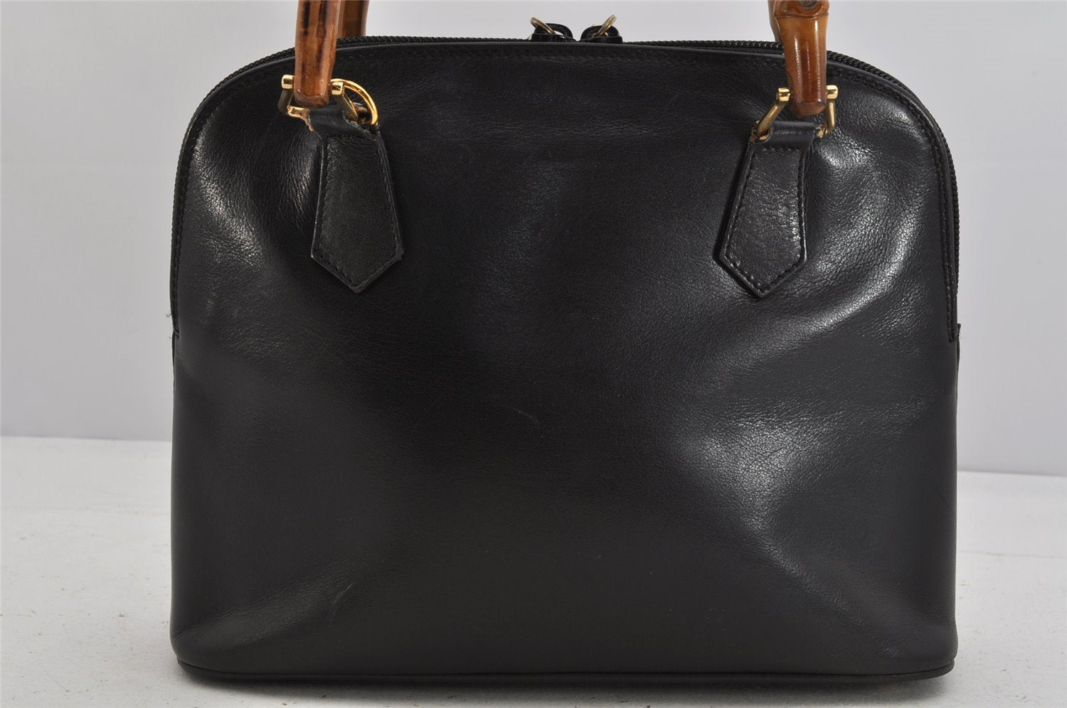 Authentic GUCCI Bamboo 2Way Shoulder Hand Bag Purse Leather Black Junk 2880K