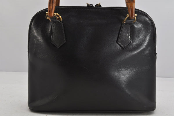 Authentic GUCCI Bamboo 2Way Shoulder Hand Bag Purse Leather Black Junk 2880K