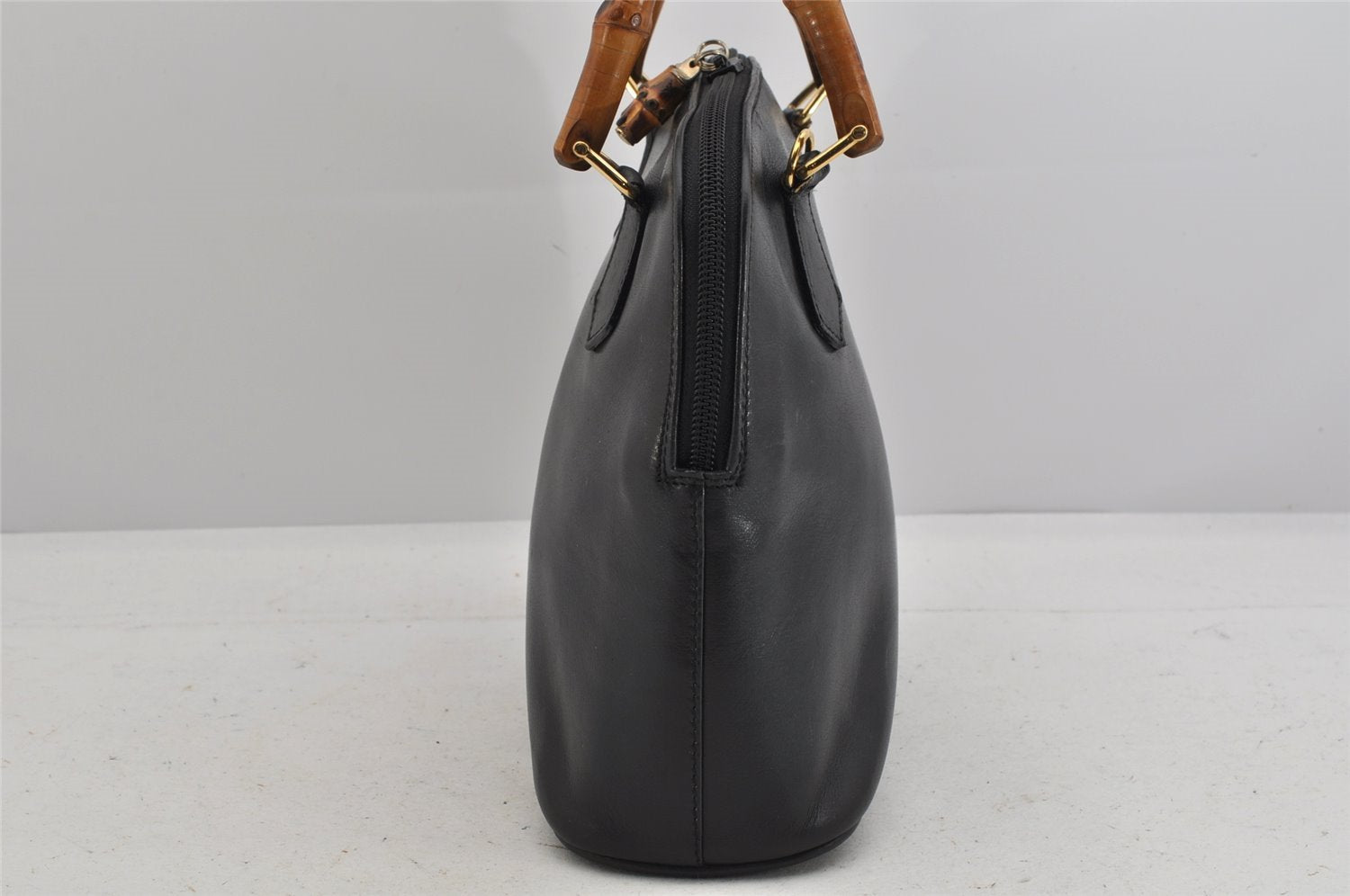 Authentic GUCCI Bamboo 2Way Shoulder Hand Bag Purse Leather Black Junk 2880K