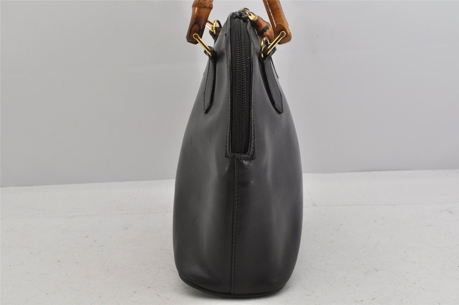 Authentic GUCCI Bamboo 2Way Shoulder Hand Bag Purse Leather Black Junk 2880K