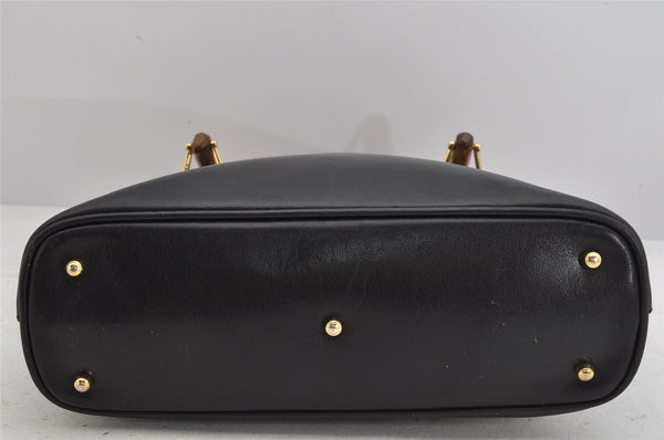 Authentic GUCCI Bamboo 2Way Shoulder Hand Bag Purse Leather Black Junk 2880K