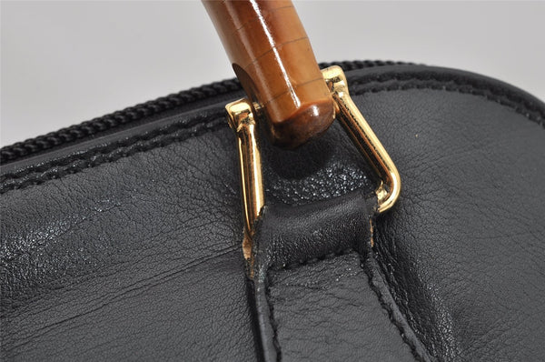 Authentic GUCCI Bamboo 2Way Shoulder Hand Bag Purse Leather Black Junk 2880K