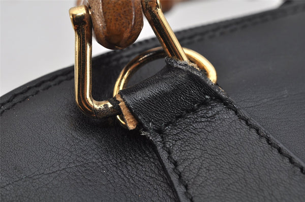 Authentic GUCCI Bamboo 2Way Shoulder Hand Bag Purse Leather Black Junk 2880K