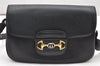 Authentic GUCCI Horsebit Shoulder Cross Body Bag Purse Leather Black 2882K