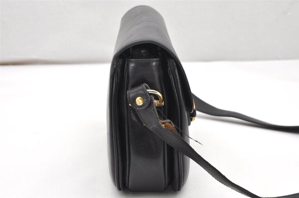 Authentic GUCCI Horsebit Shoulder Cross Body Bag Purse Leather Black 2882K