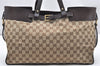 Authentic GUCCI Vintage Hand Tote Bag GG Canvas Leather 106251 Brown 2883K