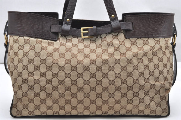 Authentic GUCCI Vintage Hand Tote Bag GG Canvas Leather 106251 Brown 2883K