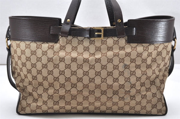 Authentic GUCCI Vintage Hand Tote Bag GG Canvas Leather 106251 Brown 2883K
