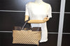 Authentic GUCCI Vintage Hand Tote Bag GG Canvas Leather 106251 Brown 2883K