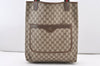 Authentic GUCCI Web Sherry Line Shoulder Tote Bag GG PVC Leather Brown 2884J