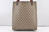 Authentic GUCCI Web Sherry Line Shoulder Tote Bag GG PVC Leather Brown 2884J