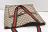 Authentic GUCCI Web Sherry Line Shoulder Tote Bag GG PVC Leather Brown 2884J