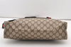 Authentic GUCCI Web Sherry Line Shoulder Tote Bag GG PVC Leather Brown 2884J