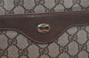 Authentic GUCCI Web Sherry Line Shoulder Tote Bag GG PVC Leather Brown 2884J