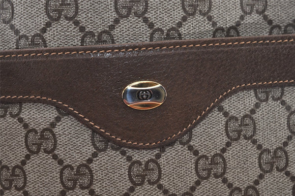 Authentic GUCCI Web Sherry Line Shoulder Tote Bag GG PVC Leather Brown 2884J
