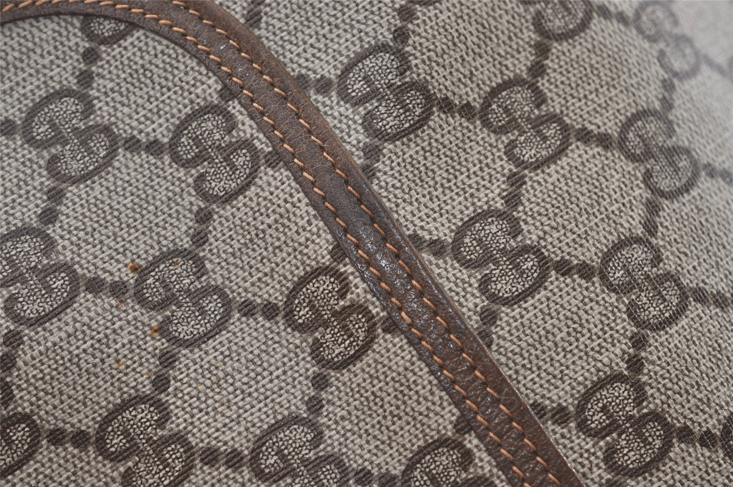 Authentic GUCCI Web Sherry Line Shoulder Tote Bag GG PVC Leather Brown 2884J