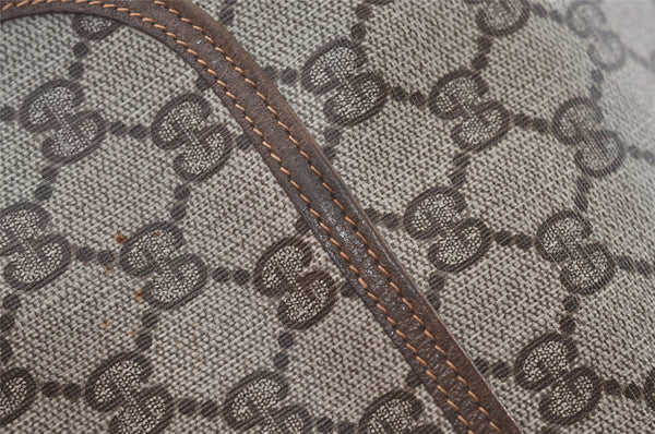 Authentic GUCCI Web Sherry Line Shoulder Tote Bag GG PVC Leather Brown 2884J