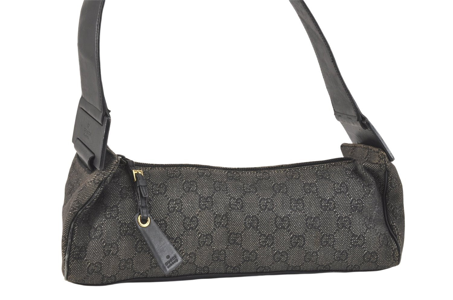 Authentic GUCCI Vintage Shoulder Hand Bag GG Canvas Leather 92697 Black 2884K