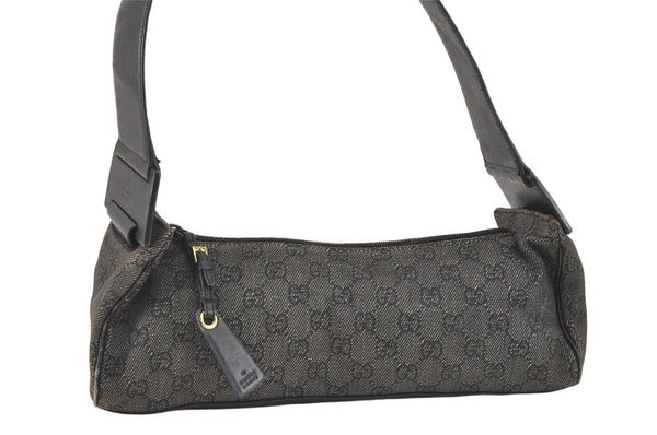 Authentic GUCCI Vintage Shoulder Hand Bag GG Canvas Leather 92697 Black 2884K