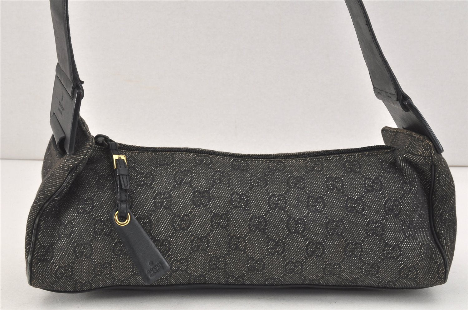 Authentic GUCCI Vintage Shoulder Hand Bag GG Canvas Leather 92697 Black 2884K