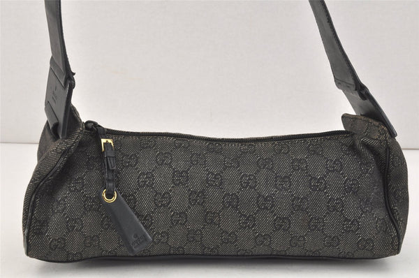 Authentic GUCCI Vintage Shoulder Hand Bag GG Canvas Leather 92697 Black 2884K