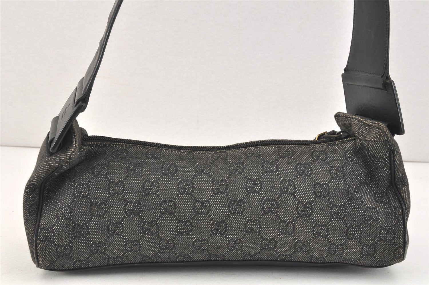 Authentic GUCCI Vintage Shoulder Hand Bag GG Canvas Leather 92697 Black 2884K