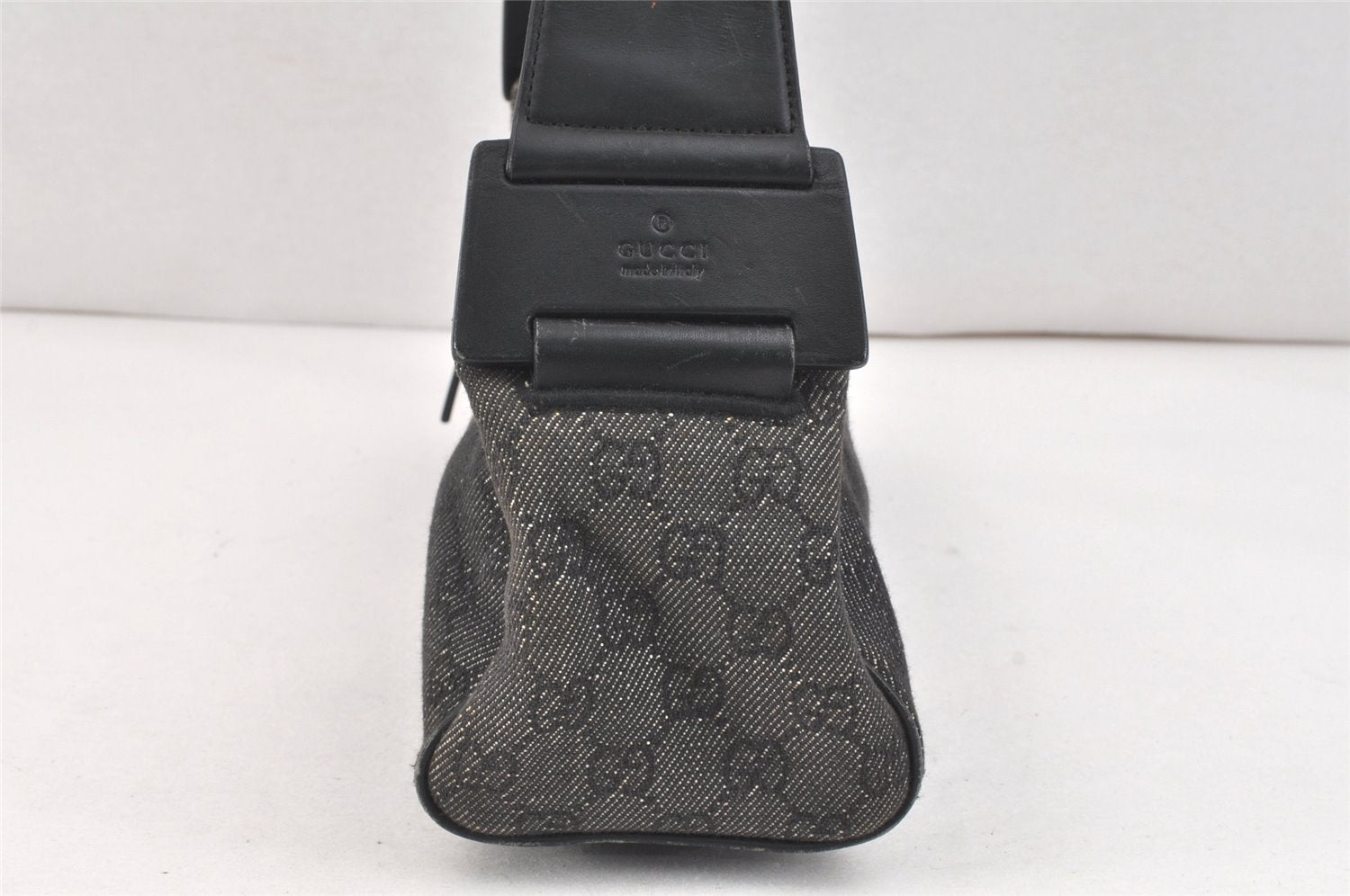 Authentic GUCCI Vintage Shoulder Hand Bag GG Canvas Leather 92697 Black 2884K