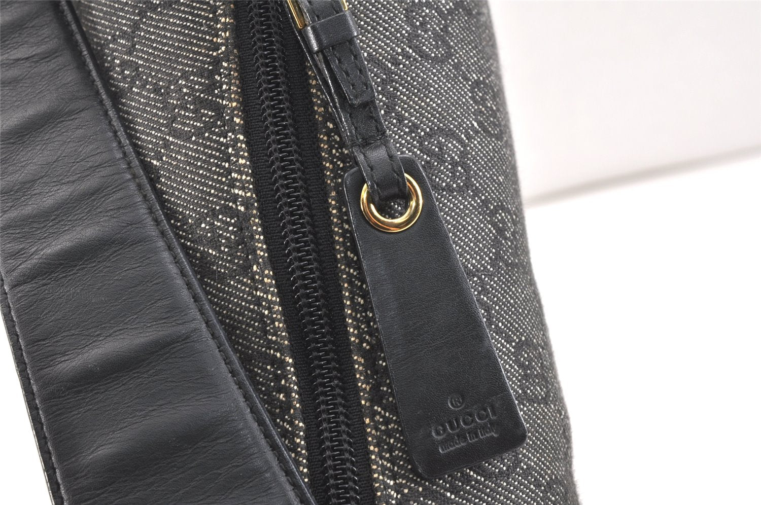 Authentic GUCCI Vintage Shoulder Hand Bag GG Canvas Leather 92697 Black 2884K