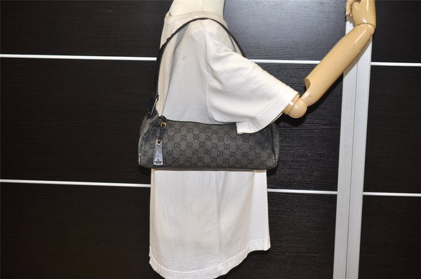 Authentic GUCCI Vintage Shoulder Hand Bag GG Canvas Leather 92697 Black 2884K